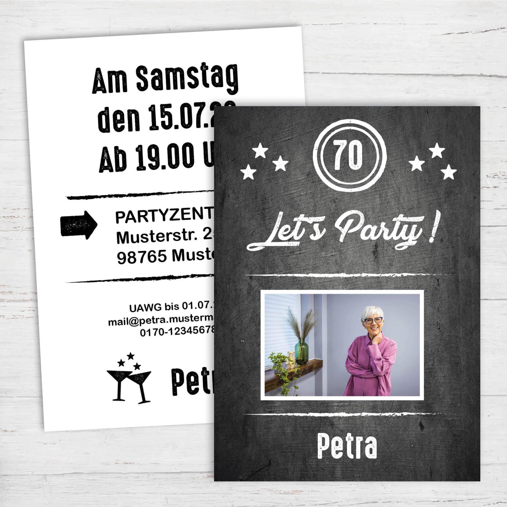 Einladung zum 70. Geburtstag: Let’s Party mit Foto!